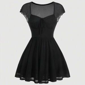 SHEIN MOD Sweetheart Neck Knot Front Mesh Dress Large